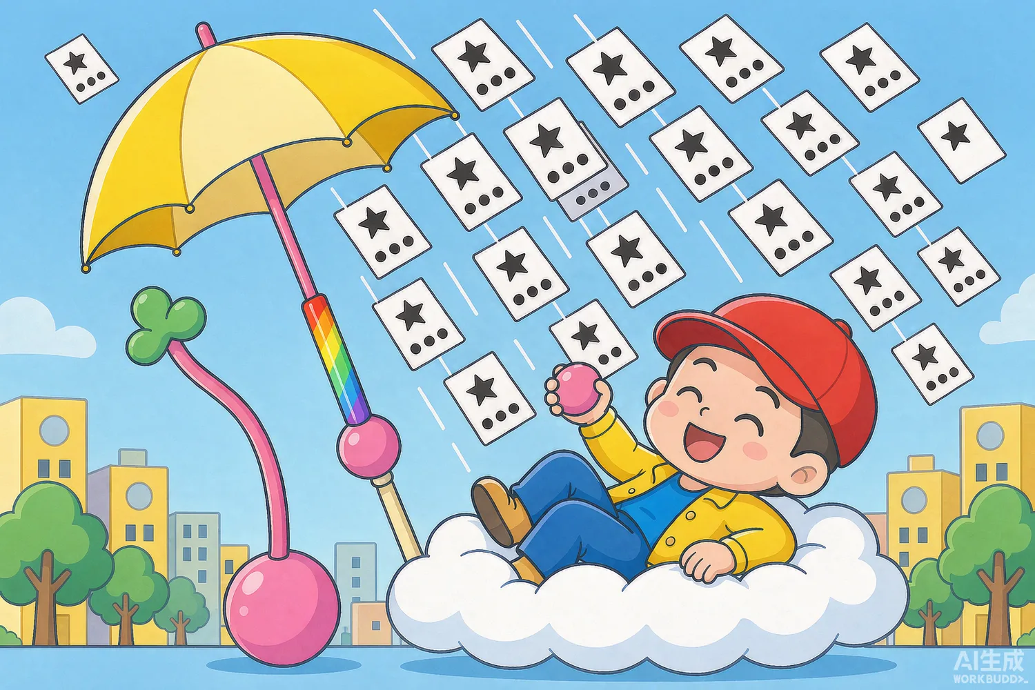 动漫示意图：角色撑伞挡住一星评价雨