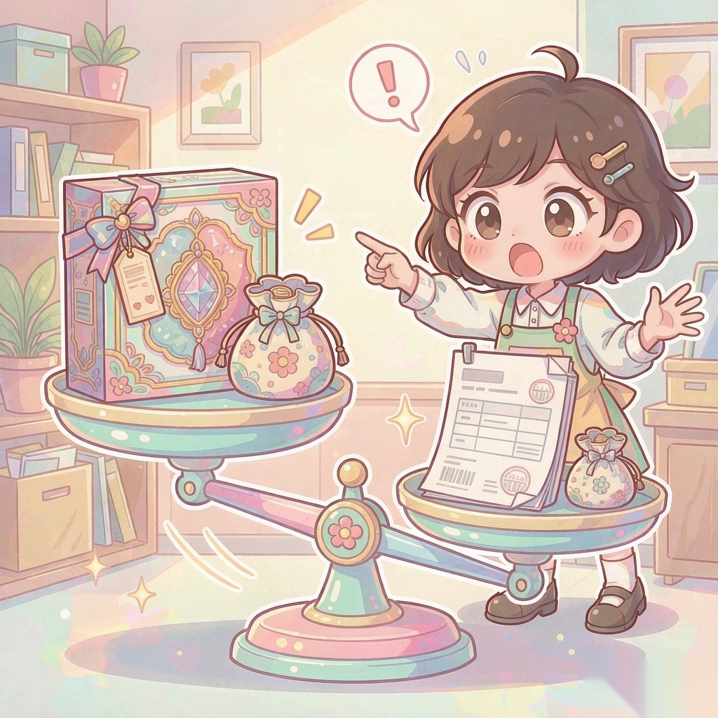 天平对比：商品售价与供应商采购成本 动漫插画